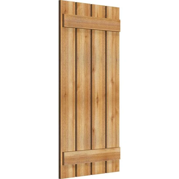 Ekena Millwork RBS06S23X046RWR 23x22W x 46x22H TimberCraft Four 5 3/8x22 Boards Spaced Board-n-Batten Shutters, Rough Sawn Weste
