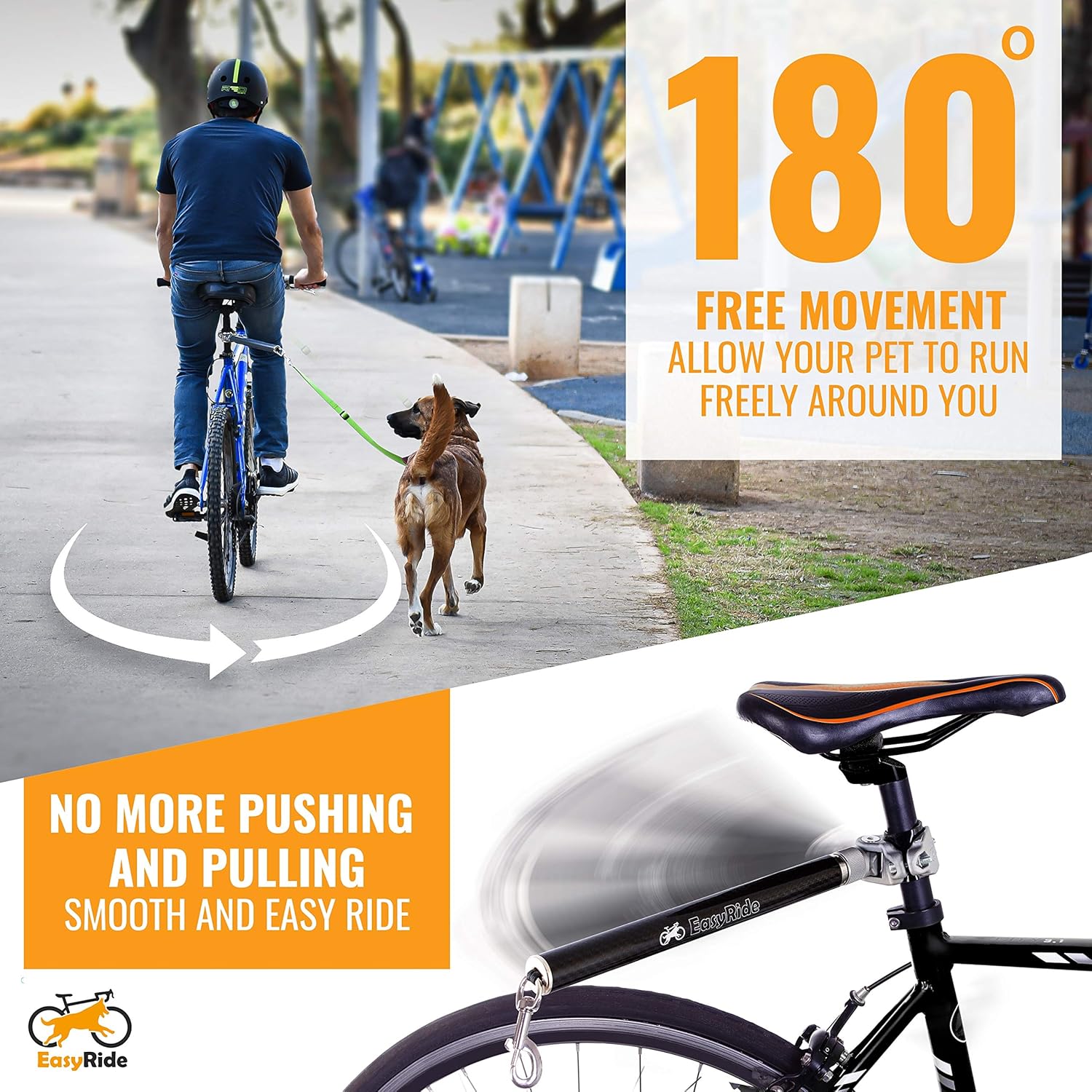 Malabi V2.0 - 180&deg; Rotating Dog Bike Leash - with Shock Absorbers and Quick Attach Mechanism | Carbon Fiber | Detachable, Adjustable for The Smoothest Ride