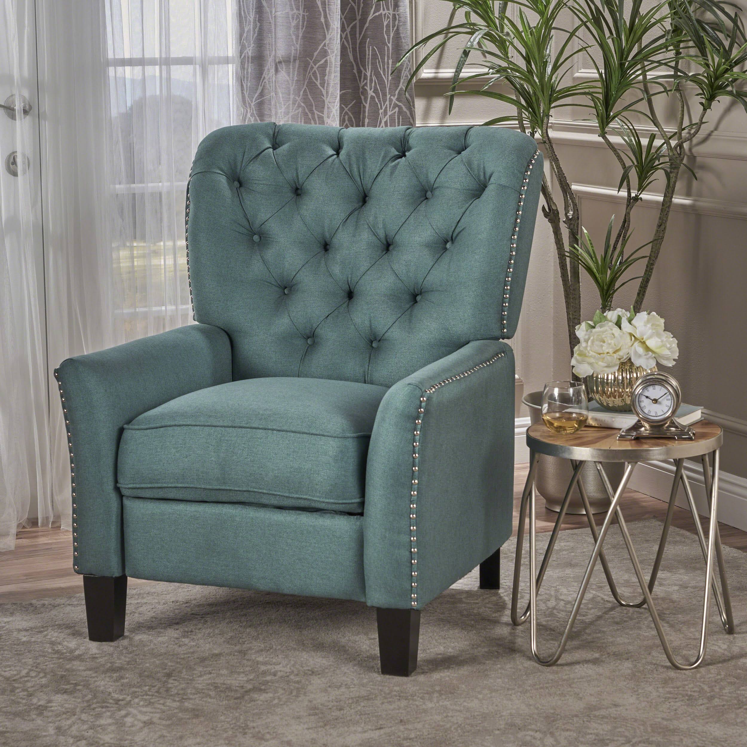 Carlyle Tufted Back Fabric Recliner Armchair - Dark Teal