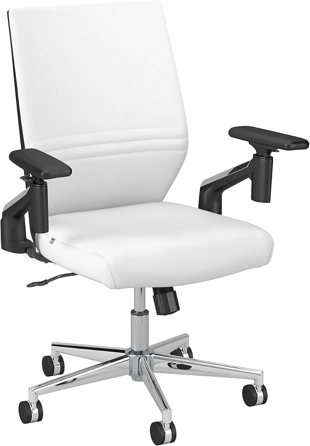 Bush Business Furniture Jamestown Mid Back Office Chair, White Leather