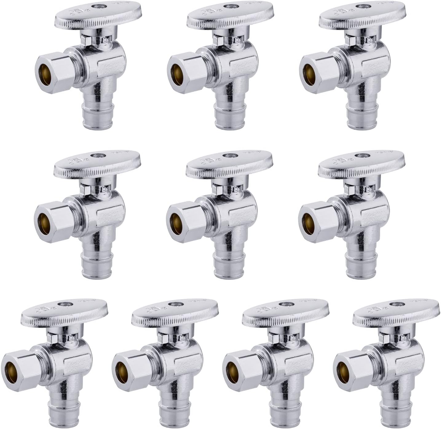 (Pack of 10) EFIELD Pex-a 1/4 Turn Angle Stop Valve 3/8
