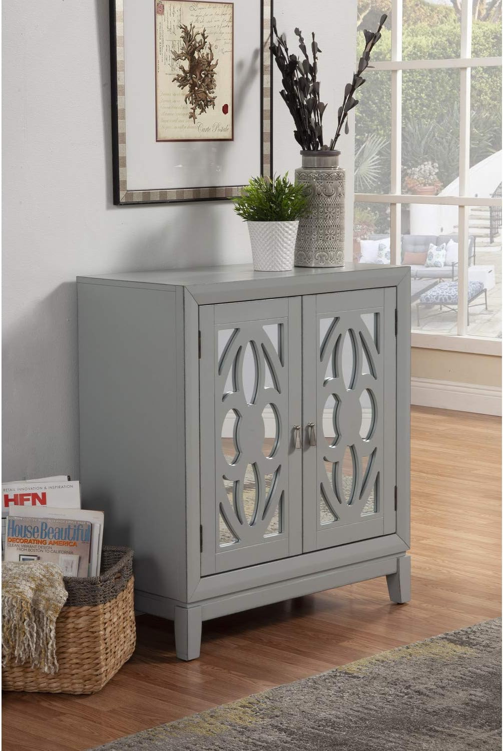 Alpine Furniture Clover Accent Chest, Sea Grey