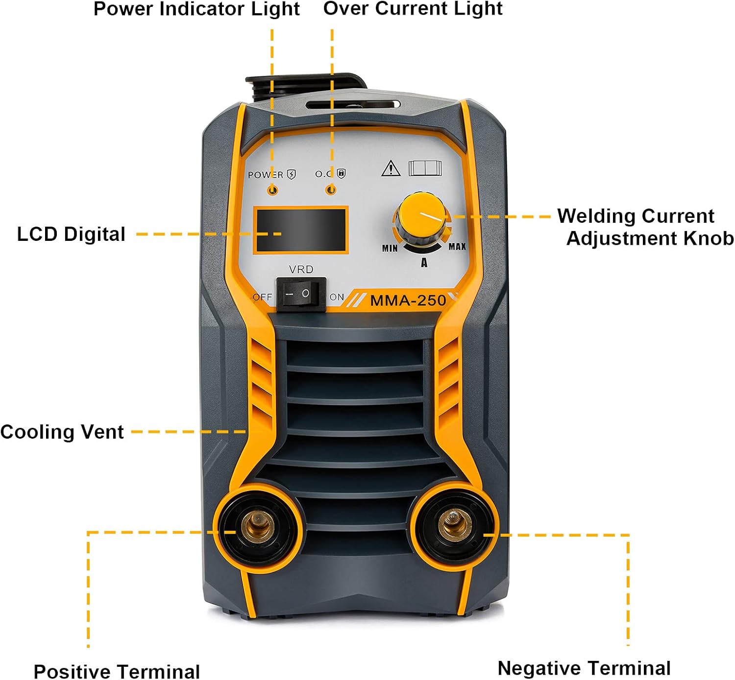 110V/220V Mini MMA Welder 200Amp ARC Stick Welding Machine IGBT Digital Display LCD Dual Voltage Welder with Electrode Holder Work Clamp Input Power Adapter Cable
