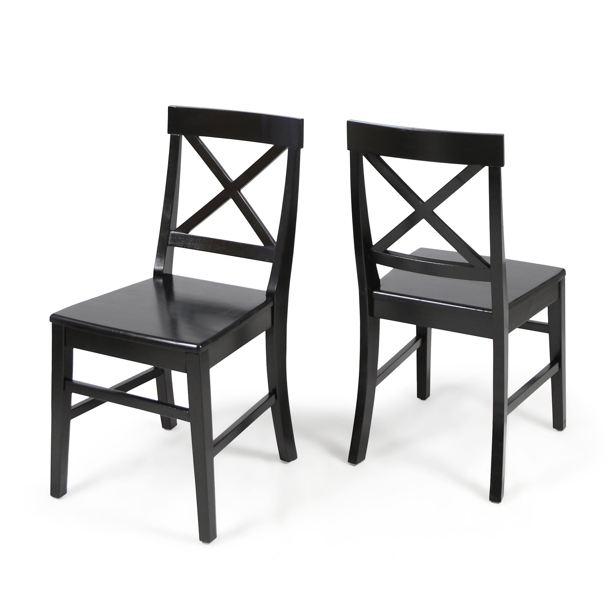 Truda Farmhouse Acacia Wood Dining Chairs (Set of 2) Walnut/Black