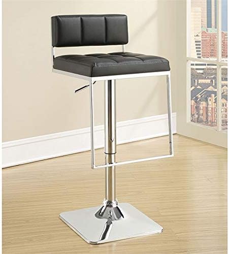 BOWERY HILL Tufted Adjustable Bar Stool in Chrome and Black