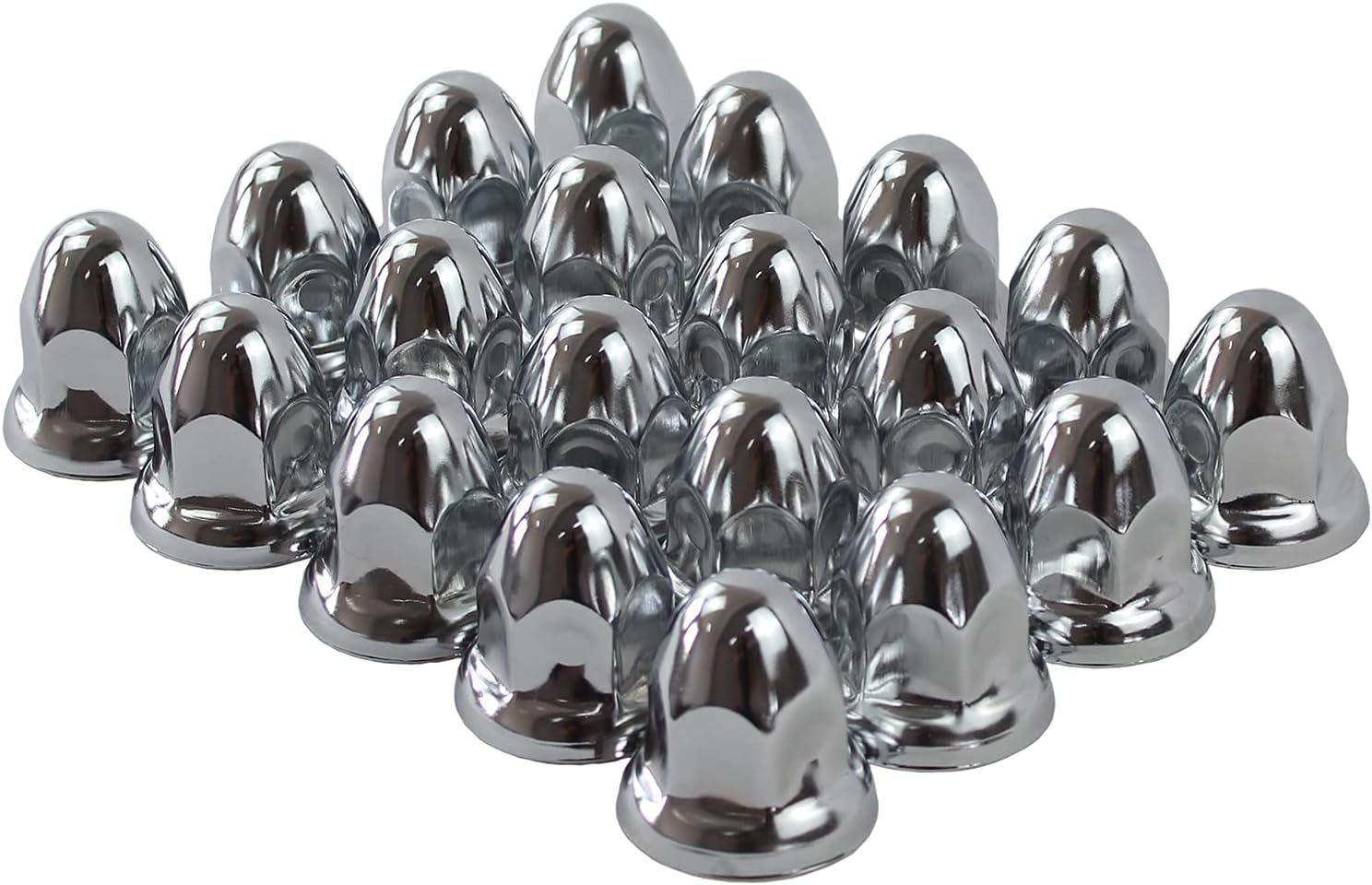 JIUXI Chrome Steel 33mm Push-on Bullet Flanged Lug Nut Covers for Semi Trucks (Pack of 40)
