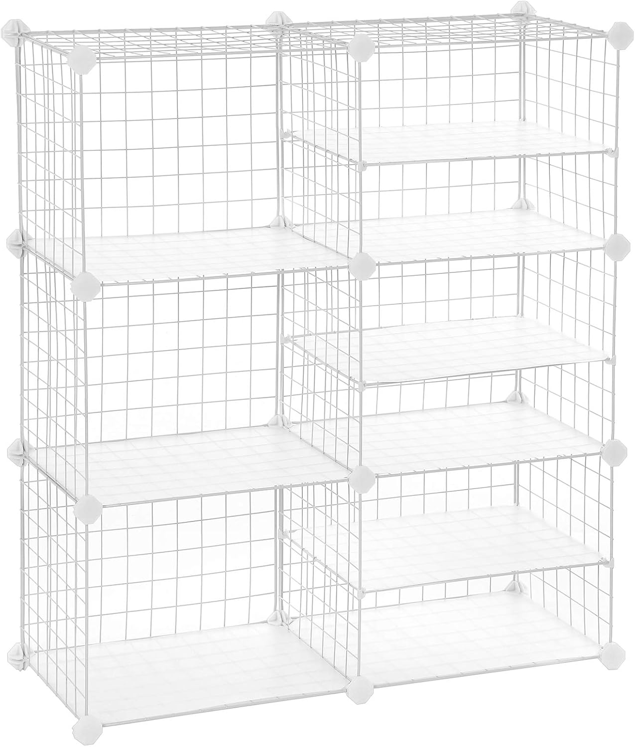 SONGMICS Cube Storage Unit, Interlocking Metal Wire Organizer with Divider Design, Modular Cabinet, Bookcase for Closet Bedroom Kid’s Room, 32.7 L x 12.2 W x 36.6 H Inches, Black ULPI36H Pack of 2