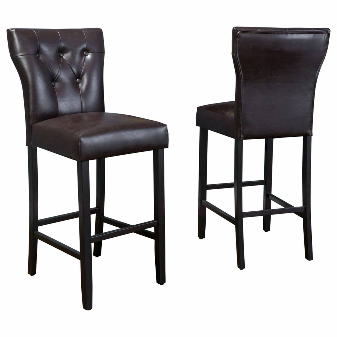 Set of 2 Brown and Black Contemporary Bar Stools 46x22