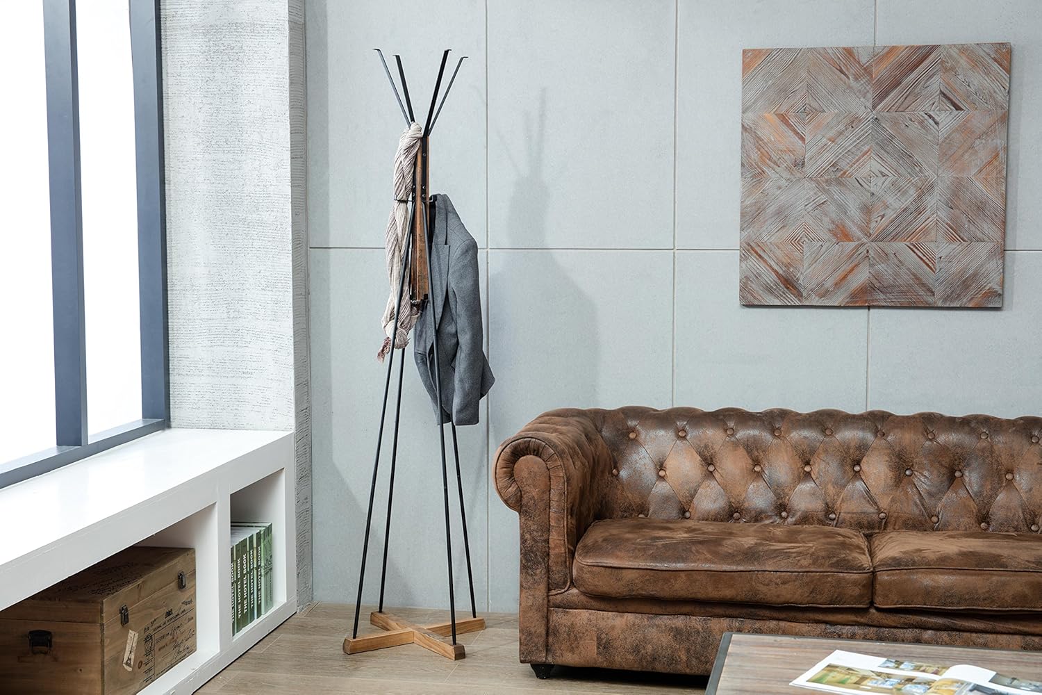 Belmont Home Ianizzi Wood and Metal 8-Hook Standing Coat Rack Pack of 2