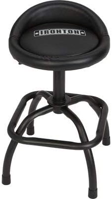 Ironton Oversized Adjustable Swivel Shop Stool with Backrest - Steel, 300-Lb. Capacity, 27 1/2 to 32in. Seat Height