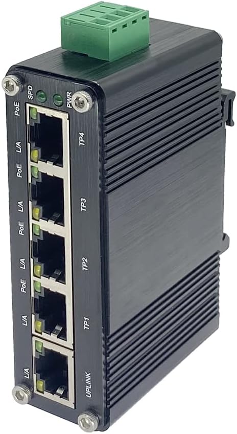 Star Route Mini Industrial 5 Ports Gigabit PoE Switch Hardened 5 Port RJ45 10/100/1000Mbps 802.3at Ethernet Switch Din Rail Mount PoE+ Switch (-40 to 167 ºF) 10Gbps Switching Capacity Pack of 2
