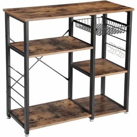 Viugreum 3-Tier Industrial Kitchen Baker's Rack Utility Microwave Oven Stand Storage Cart Workstation Shelf, Vintage