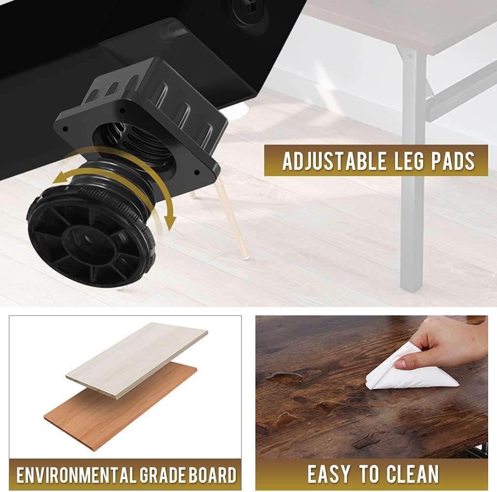 47 inch Computer Desk for Small Spaces Bedroom Wood and Metal Work Office Desk Black Modern Simple Writing Desk for Home Office Sturdy Student Desk,Vintage Pack of 2