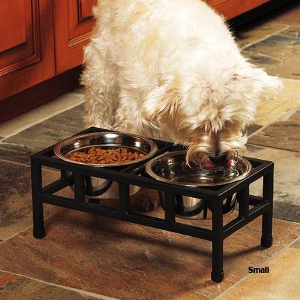 Pets Stop Four Square Double Diner Feeder Black Small