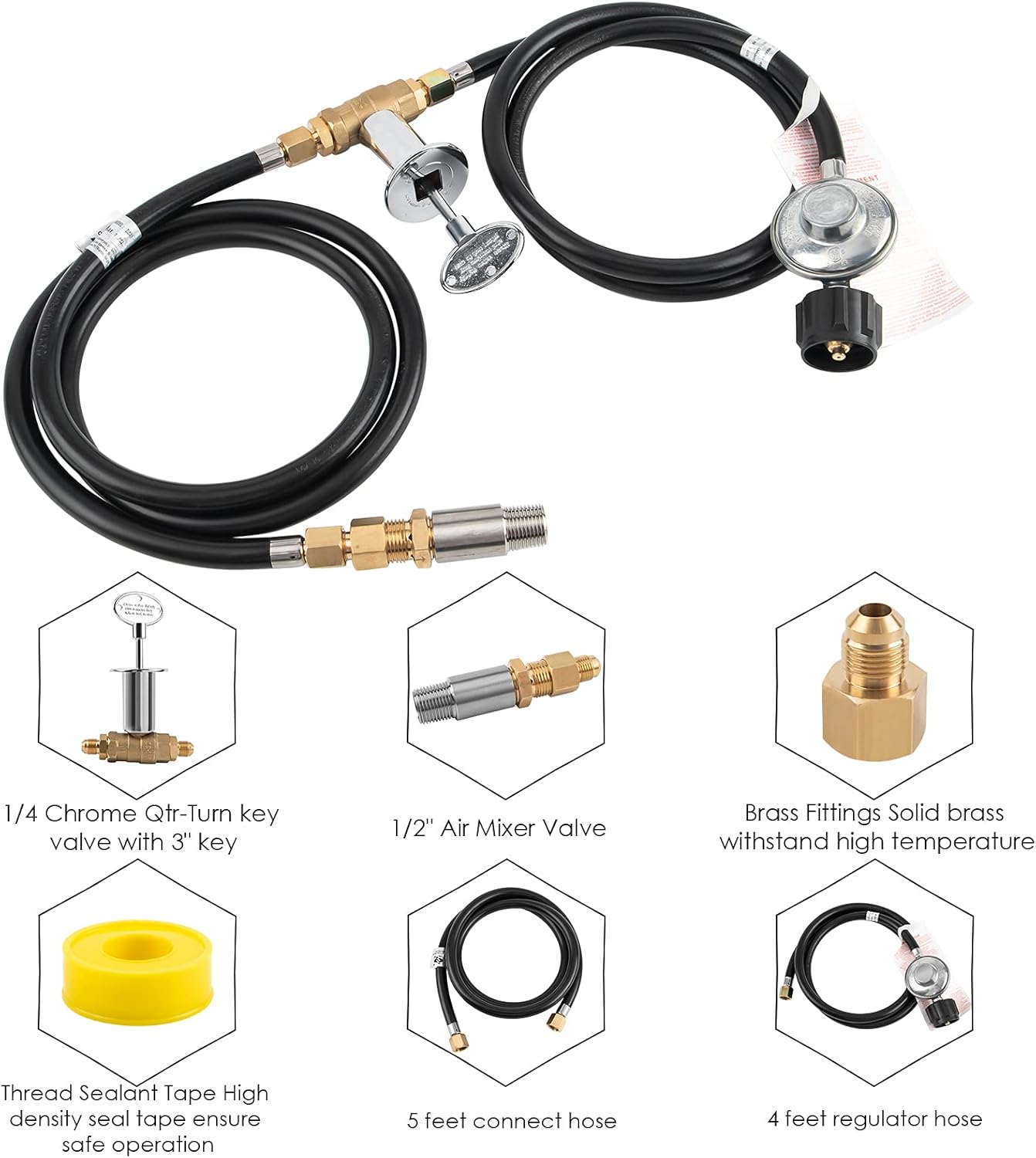 Panghuhu88 Propane Fire Pit Kit,Fire Pit Installation Kit 1/2