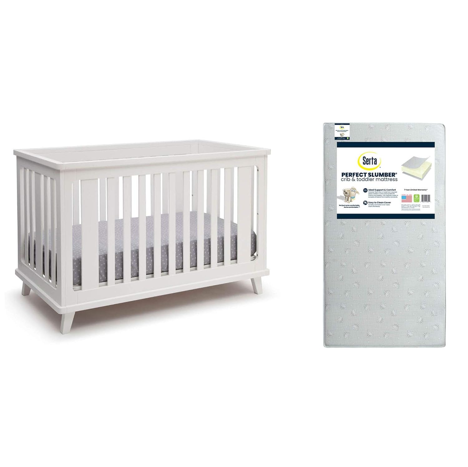 Delta Children Ava 3-in-1 Convertible Baby Crib, White/Black Espresso