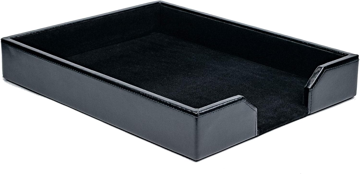 Dacasso Black Bonded Leather Letter Tray Pack of 2