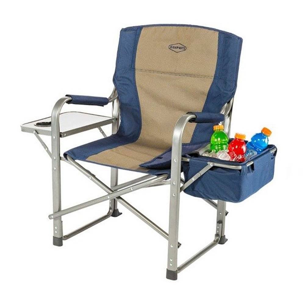 Kamp-Rite Outdoor Camp Folding Directors Chair with Side Table u0026 Cooler (2 Pack)