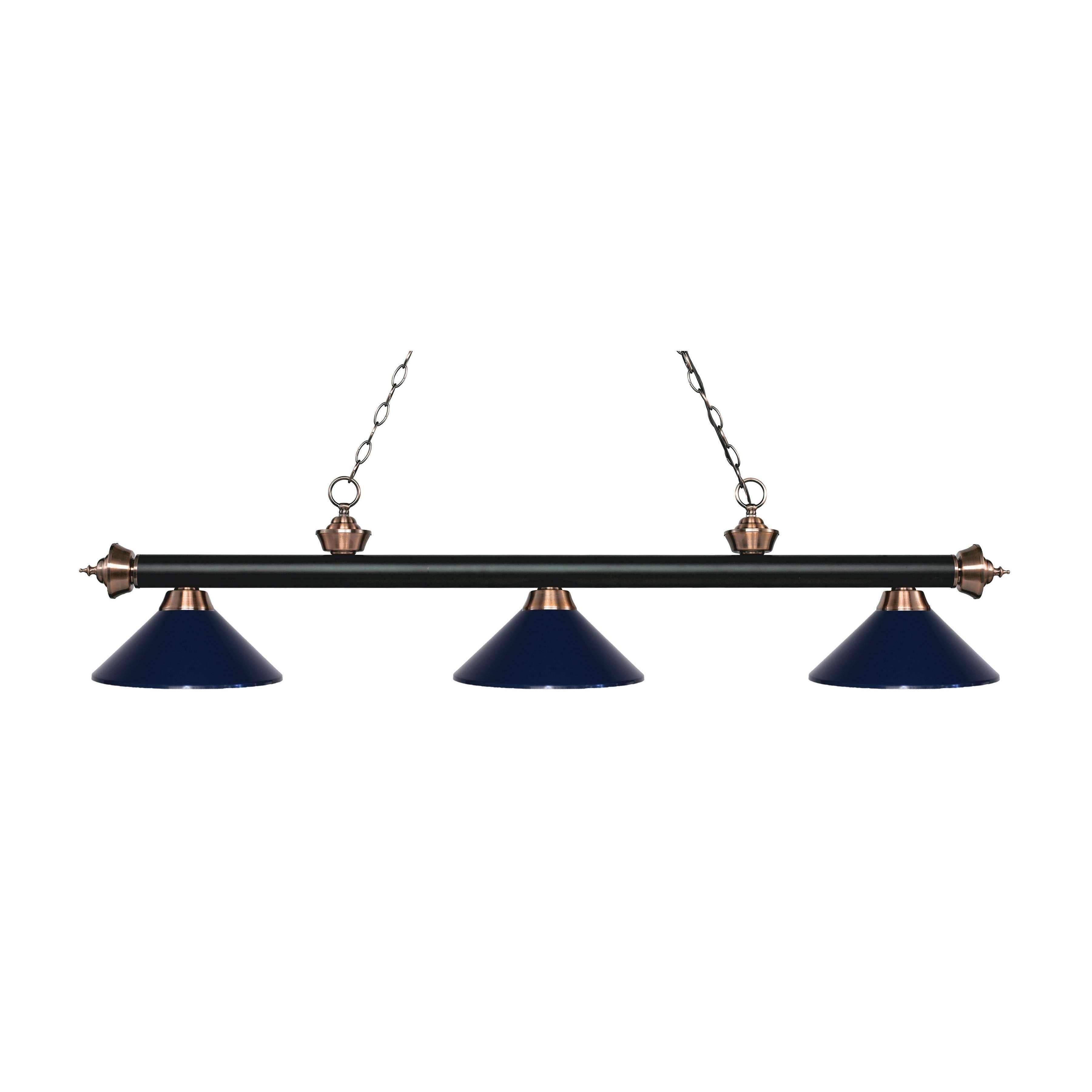 Z-Lite 3 Light Billiard Light - Matte Black + Antique Copper 200-3MB+AC-MNB