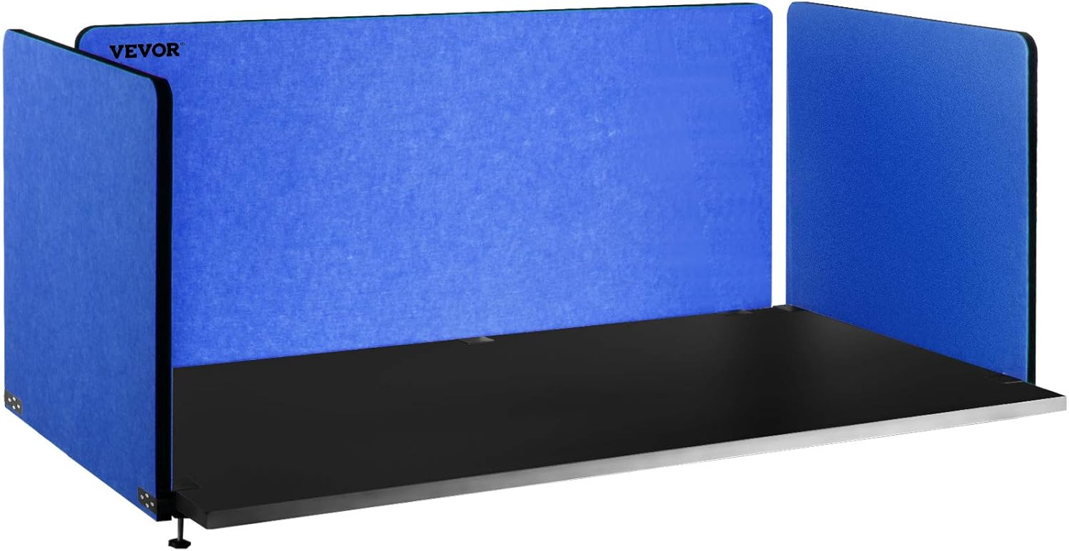 VEVOR Desk Divider 60''X 24''(1) 24''X 24''(2) Desk Privacy Panel 3 Flexible Mounted Gravel Blue Desk Panels Reduce Noise and Visual Distractions for Office Classroom Studying Room