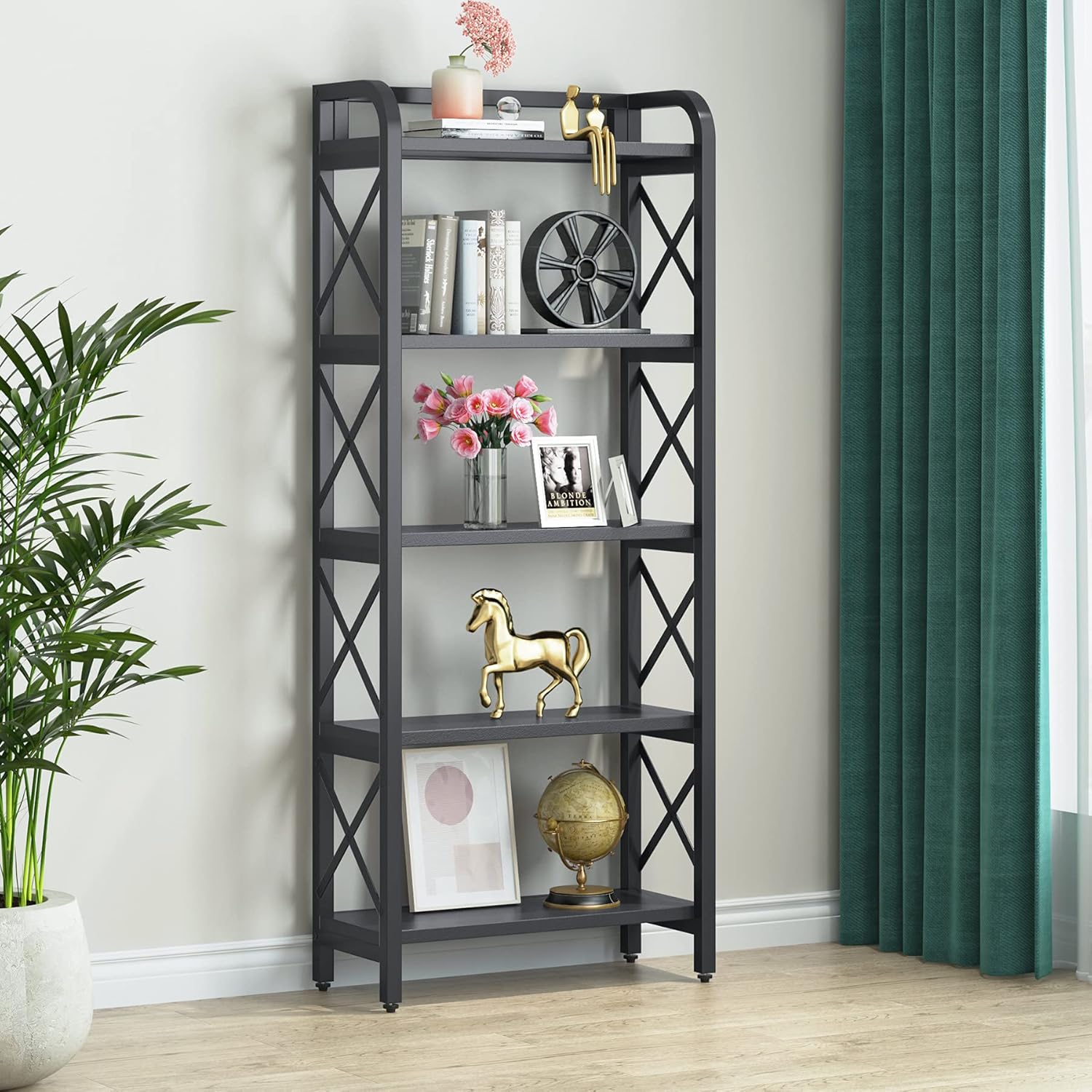 Tribesigns 5-Tier Bookshelf Modern Living Room Shelf , 5 Shelves Bookcase Display Shelf Book Storage Rack Organizer for Home Office, Small Space (White)