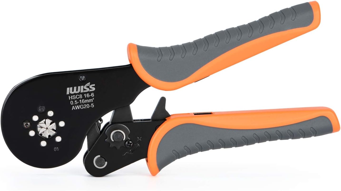 IWISS Self-adjustable Crimping Tools Plier for AWG20-5 Bootlace End-sleeves Ferrule, Ratchat Wire Crimping Tool