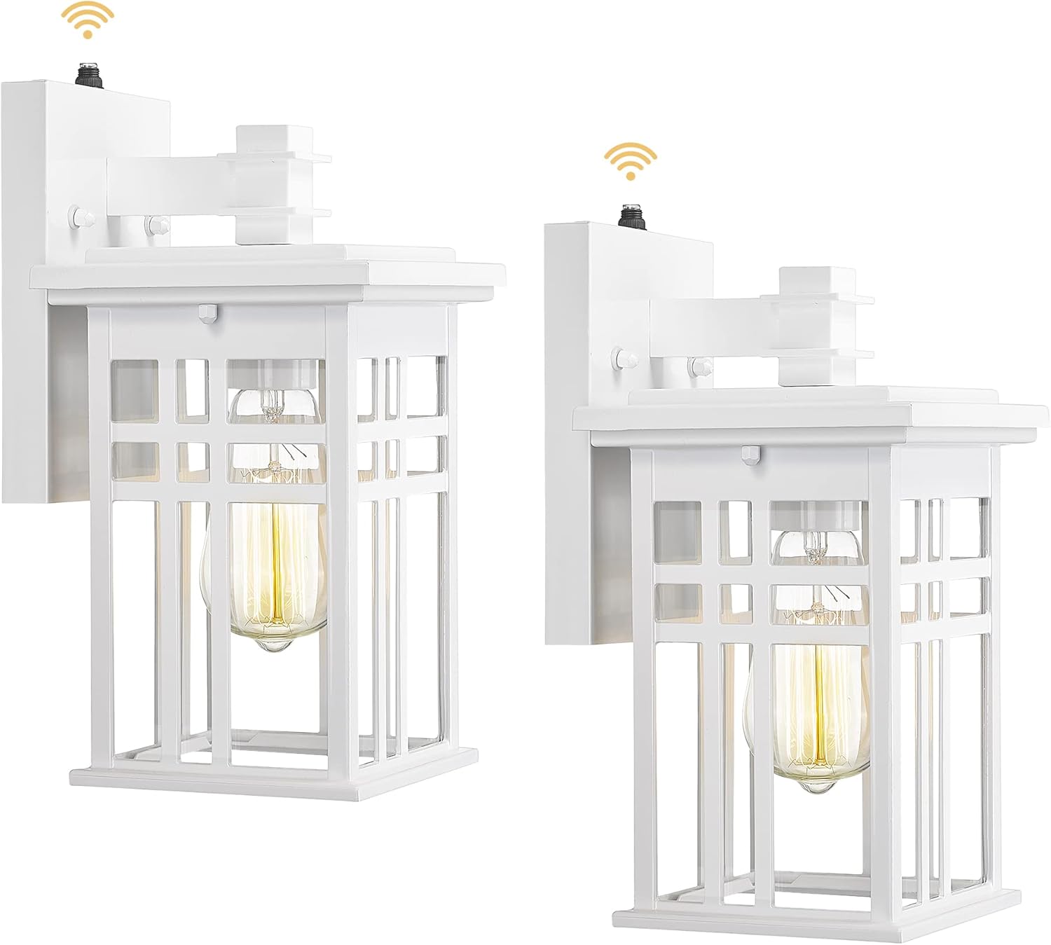 Dusk to Dawn Sensor Outdoor Wall Sconces - HWH Exterior Wall Mount Light Fixture Matte Black, 2-Pack Porch Lights for Garage, Doorway, Balcony, Garden, 5HD27B-PC-2PK BK