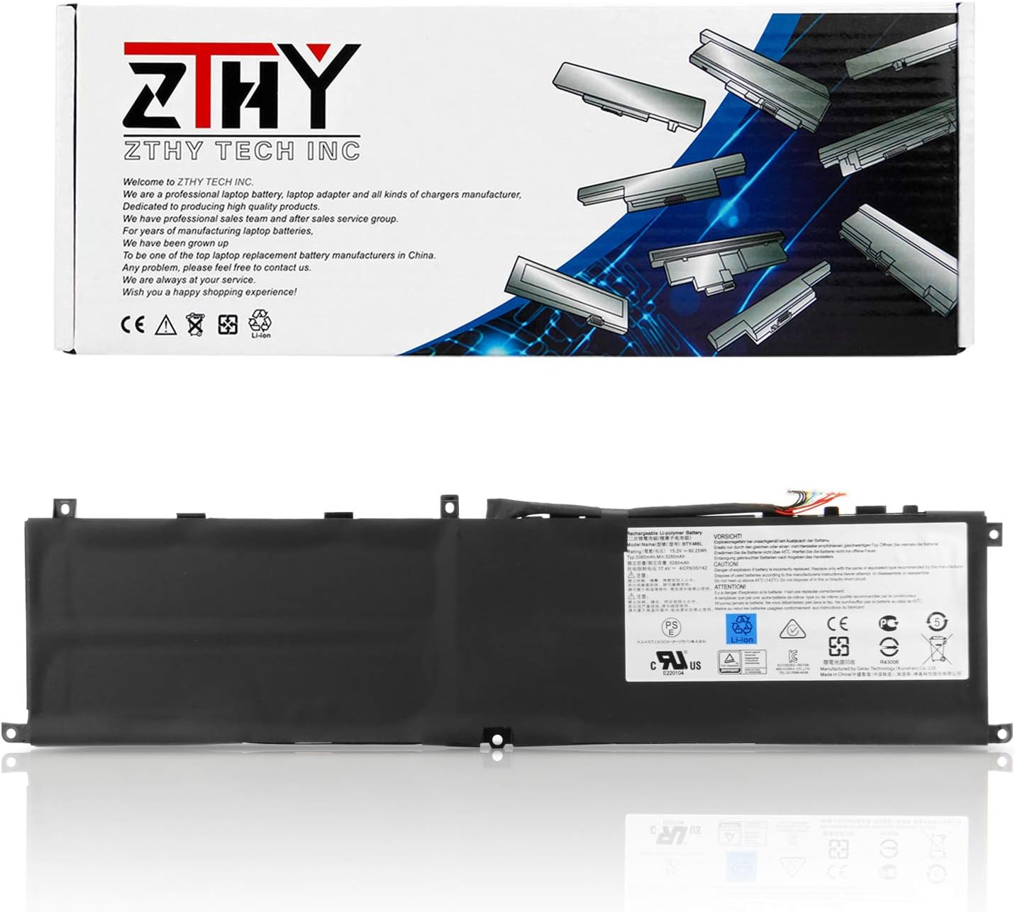 ZTHY BTY-M6L Laptop Battery Replacement for MSI GS65 GS75 P65 P75 WS65 WS75 PS63 PS42 Stealth Thin 8SD 8SE 8SF 8SG 8RE 8RF 8RF 9SE 9SF 9SG 10SD 10SE 10SFS 10SGS MS-17G1 MS-16Q2 MS-16Q3 MS-16Q4 MS-17G2 Pack of 2