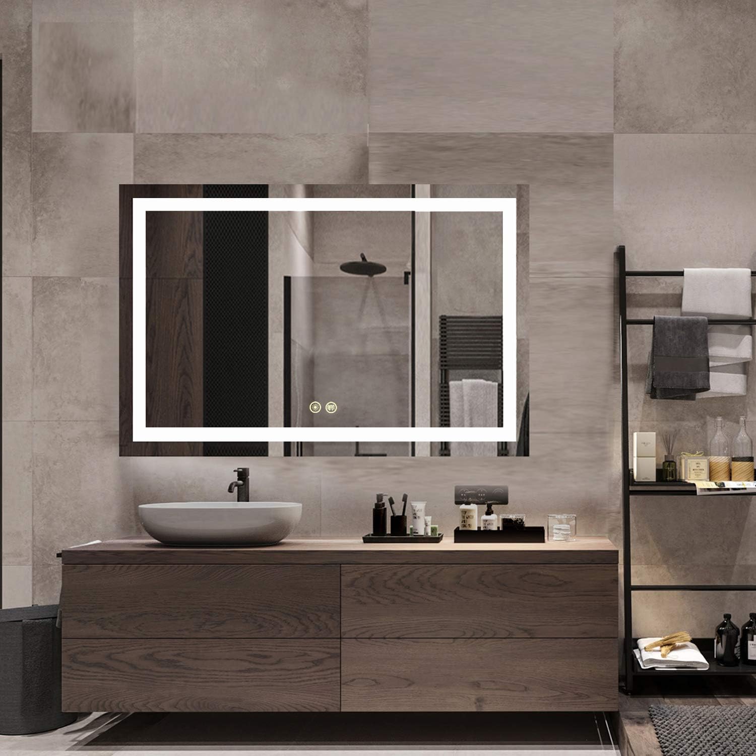 MAIHAUZ 60x40Inch Dimmer +Defogger LED Lighted Bathroom Mirror Wall Mounted IP44 Waterproof White CRI>90 Vertical& Horizontal(ACE 60x40Inch)