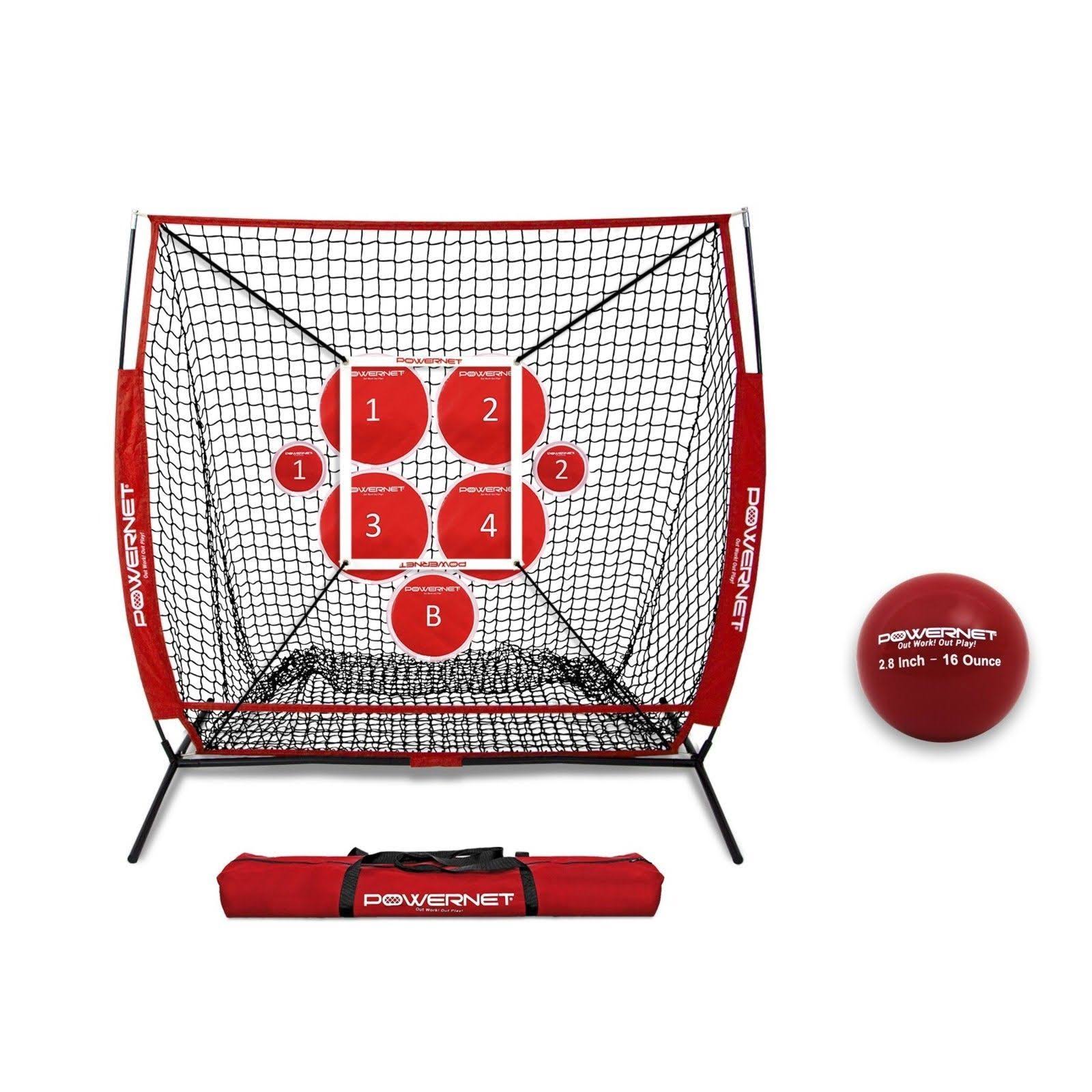 Powernet Pitching Bundle - 5x5 Practice Net, Pitch Perfect Target System, Strike Zone and Weighted Training Ball