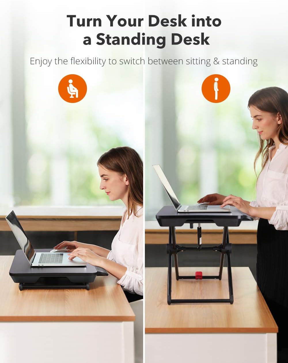 Standing Laptop Desk Converter, Sit Stand Adjustable Computer Workstation, 5 Height Levels Riser Legs Desk for Computer Pack of 2