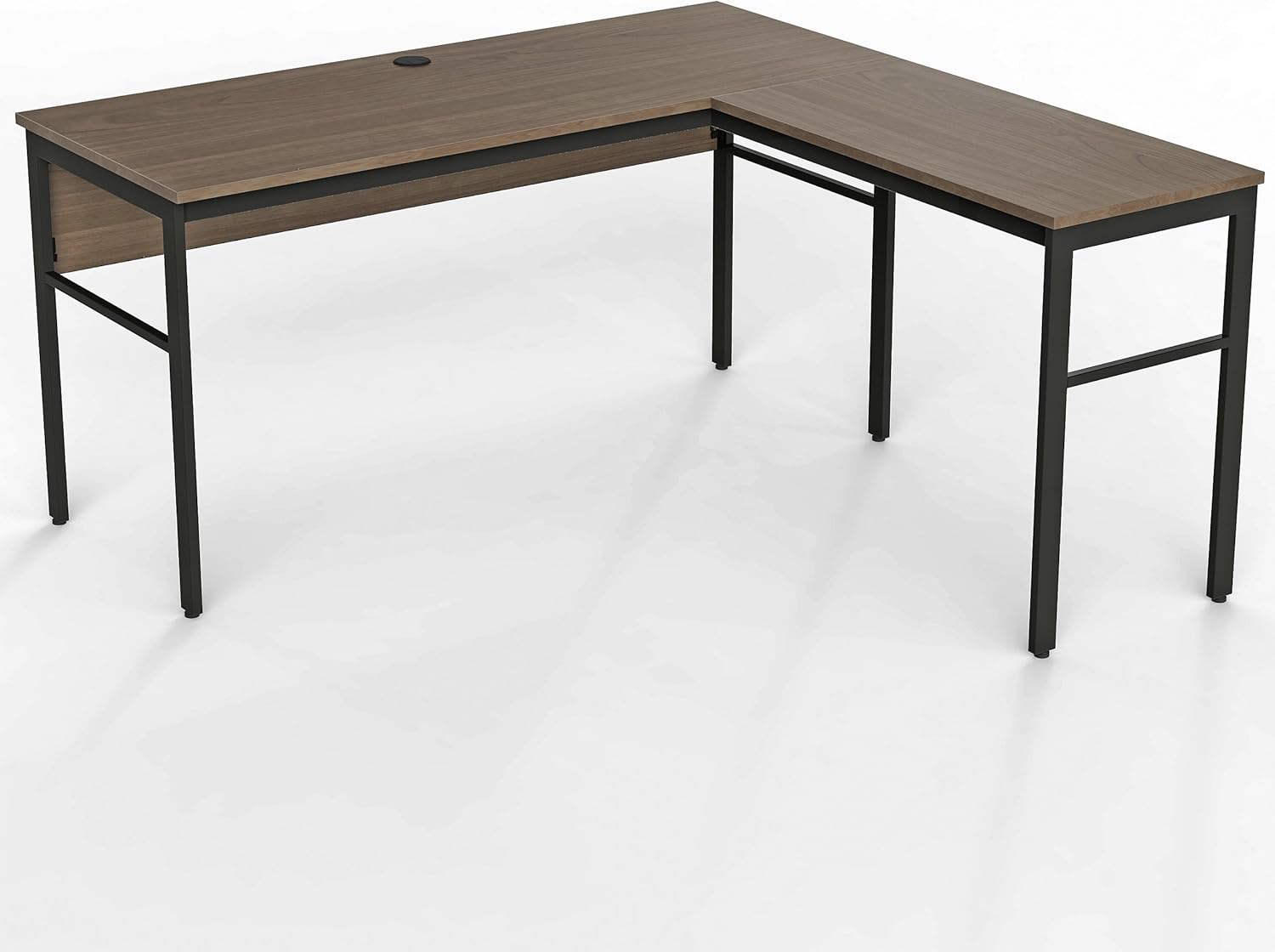 Linea Italia Urban L-Shaped Corner Home Office Easy to Assemble Modern Metal Computer Desk, Wood Top & Black Steel Frame, 60