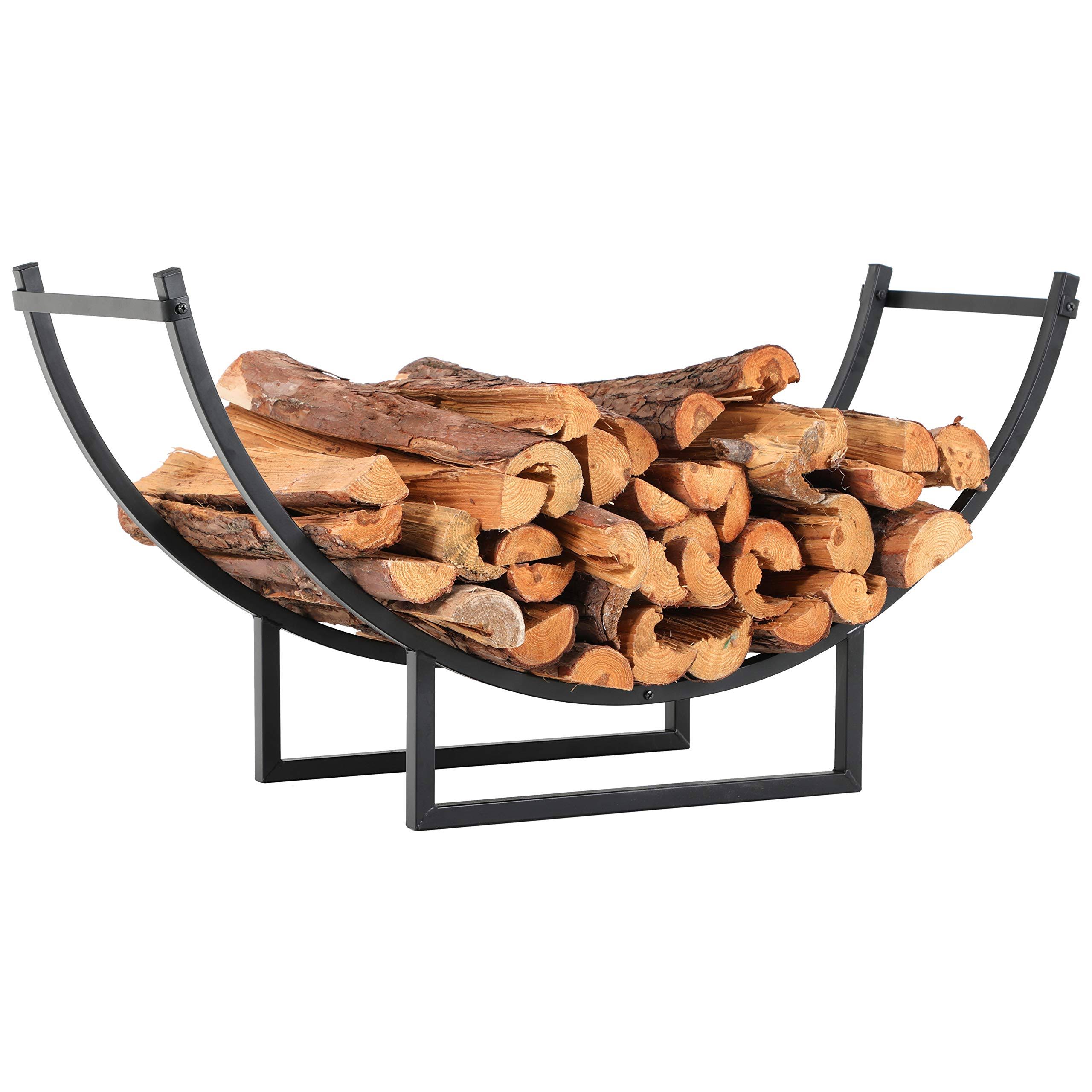 PHI VILLA Heavy Duty Iron Firewood Log Rack for Fireplaces