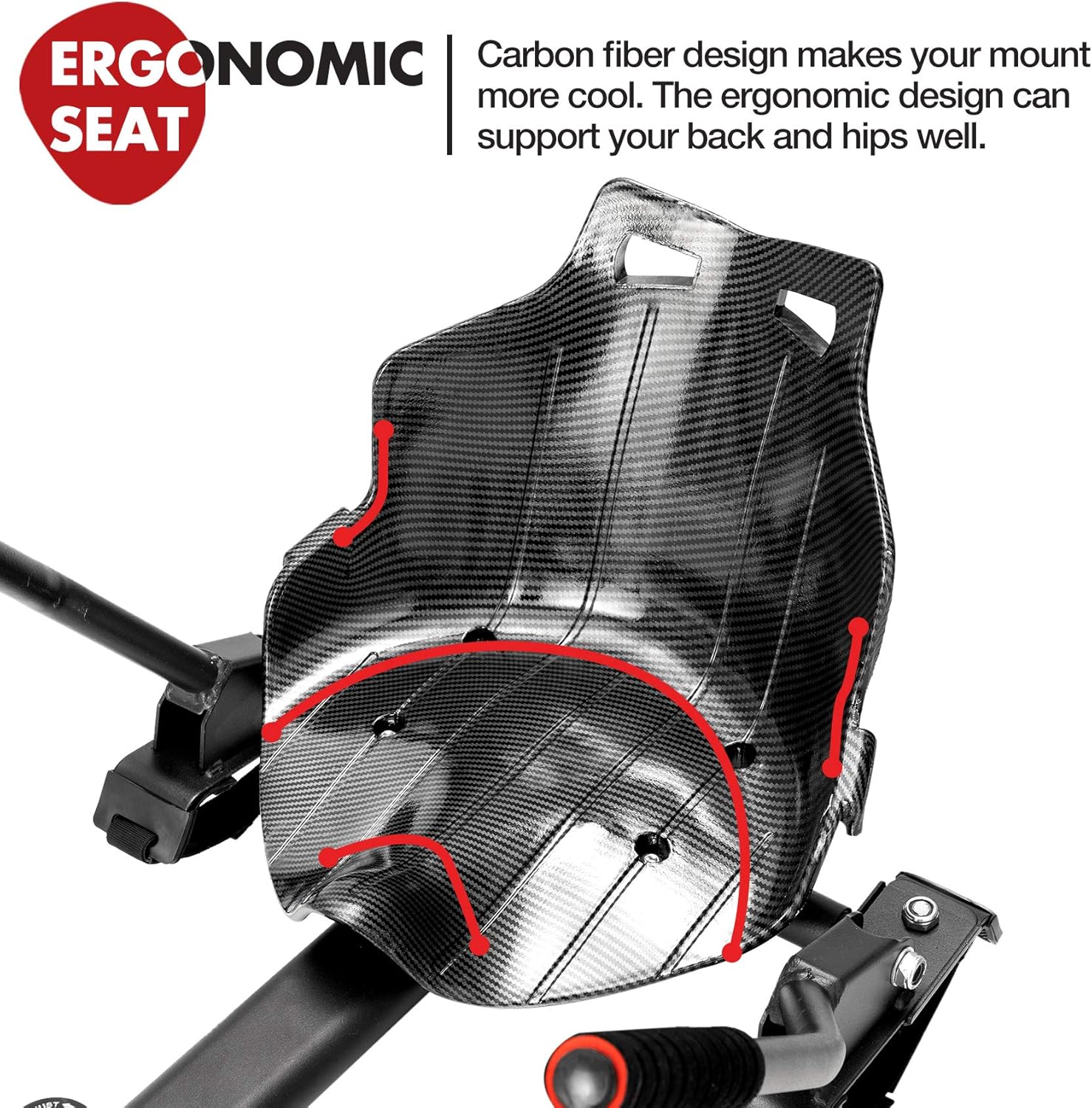 JINLLY Hoverboard Seat Attachment, Hover Board Kart Accessories with 8 Adjustable Frame Length and Carbon Fiber Seat for Kids and Adults, Compatible for 6.5