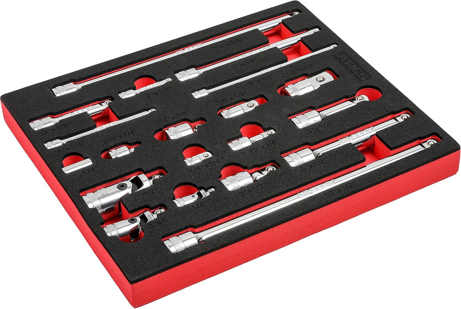 ARES 40003-20-Piece Socket Accessory Set - Premium Chrome Vanadium Steel with Mirror Finish - Includes Socket Adapters, Extensions and Universal Joints