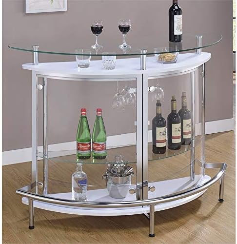 BOWERY HILL Contemporary Glass Home Bar in Black and Chrome