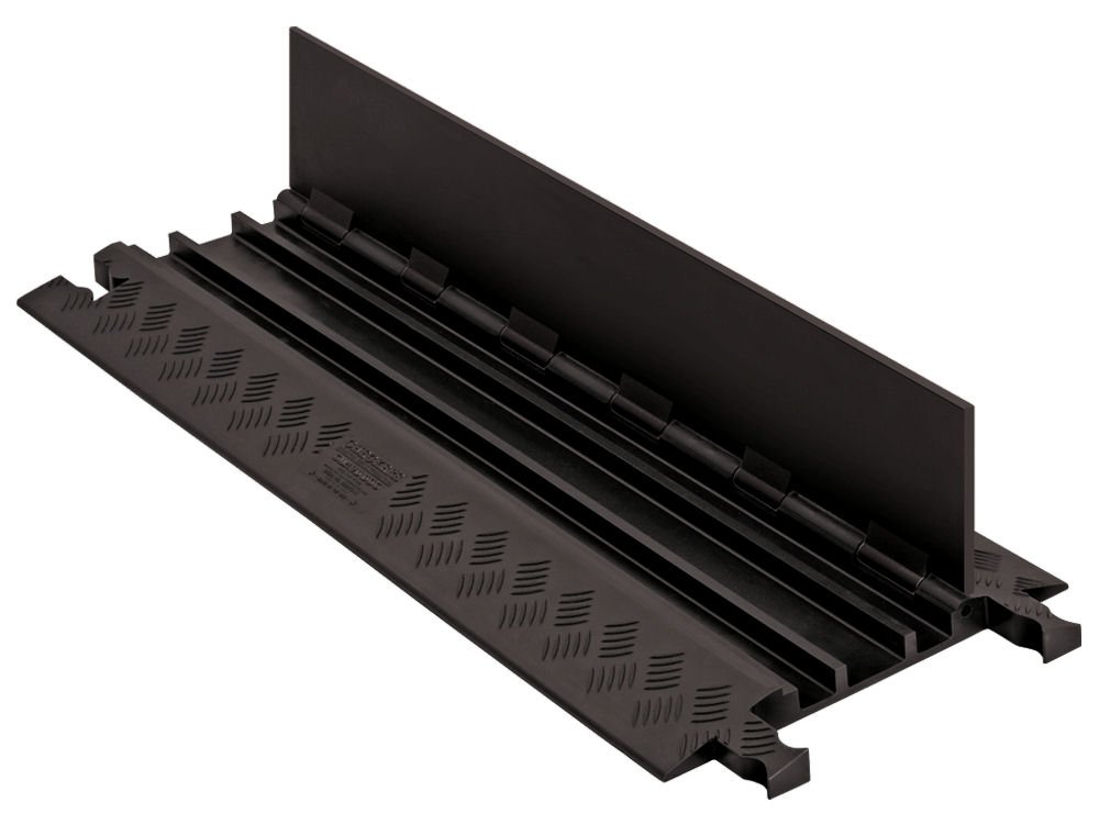Guard Dog GD3X75-ST-B/B Polyurethane Heavy Duty 3 Channel Low Profile Cable Protector with Standard Ramp, Black Lid with Black Ramp, 36