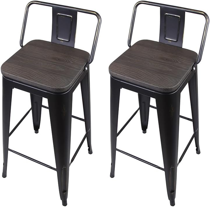 GIA Low Back Metal Barstool with Wooden Seat 30