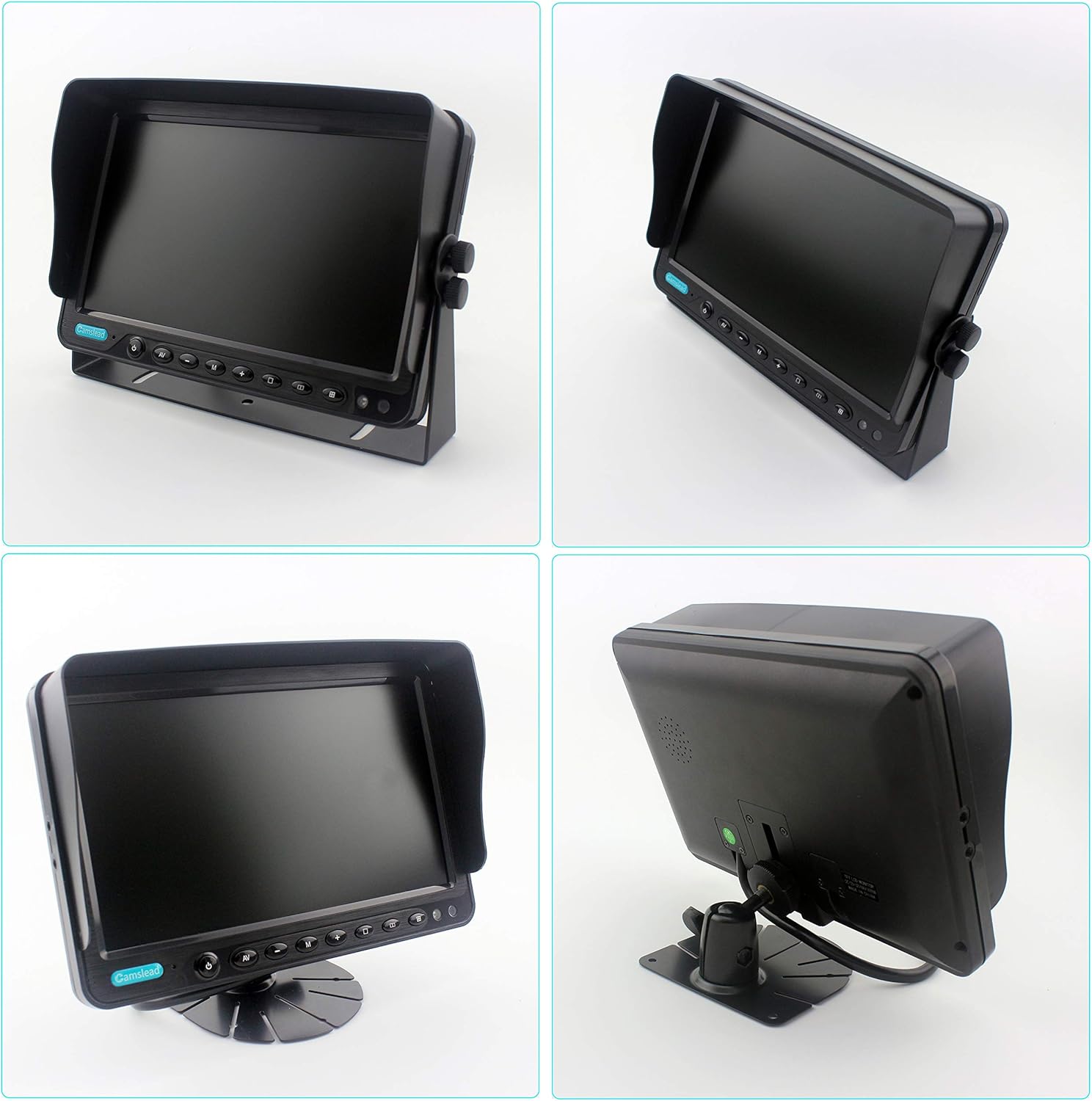 CAMSLEAD Vehicle Backup Camera Monitor System 9 inch TFT LCD Monitor with Quad Split Screen 600TV Lines CCD Waterproof Night Vision Rear View Camera Kit for Truck Van Caravan Trailers Camper Bus RV