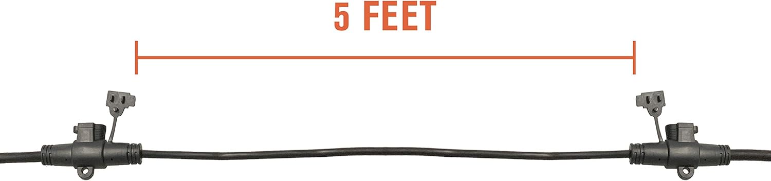 35 FT Evenly Spaced Multiple Outlet 14/3 Extension Cord, Outdoor / Indoor - 7 Outlets Every 5 Feet, Christmas Lighting, Holiday Decorations, Uplighting, Stage Backlines