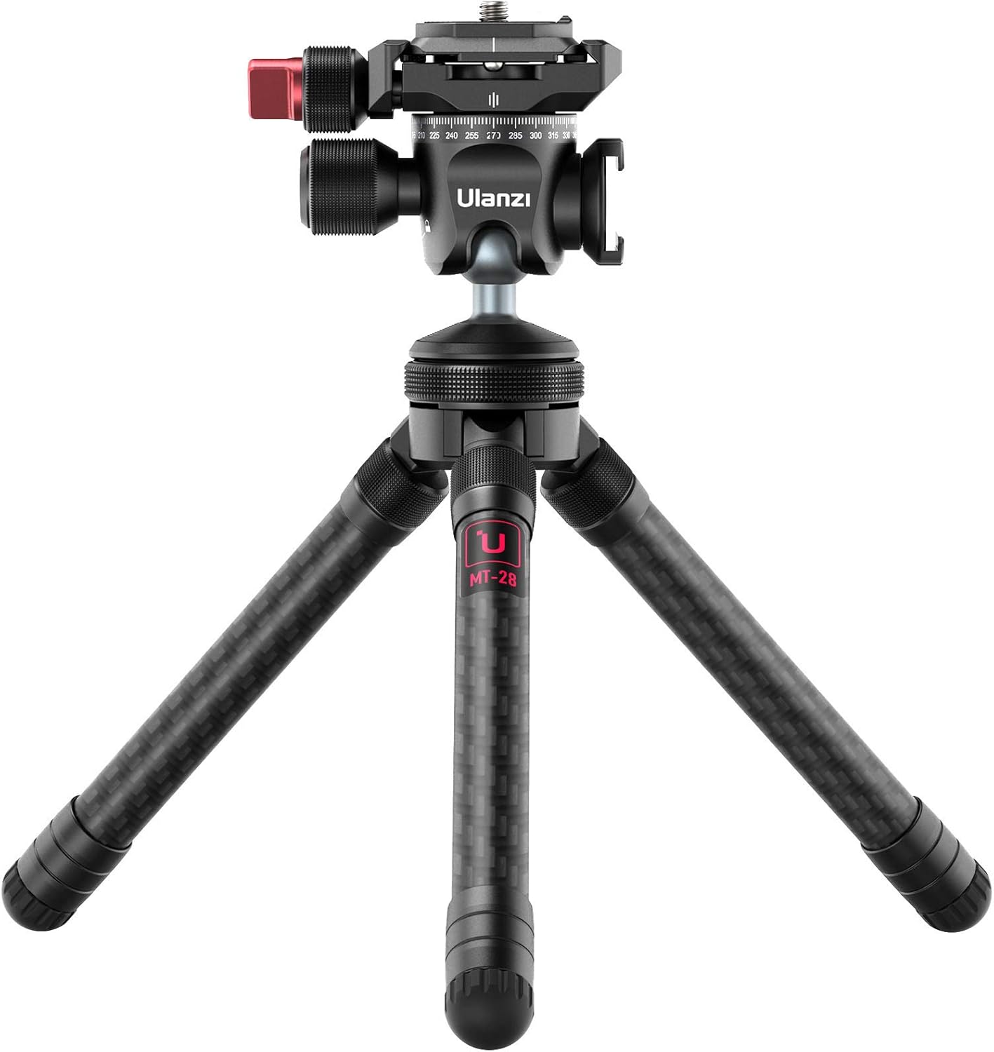 Ulanzi Mini Carbon Fiber Desktop Tripod for Camera w 360° Panoramic Metal Ballhead, Extendable Small Tabletop Tripod Stand Handle Grip for Camera Smartphone Vlogging Live Stream Tiktok Pack of 2