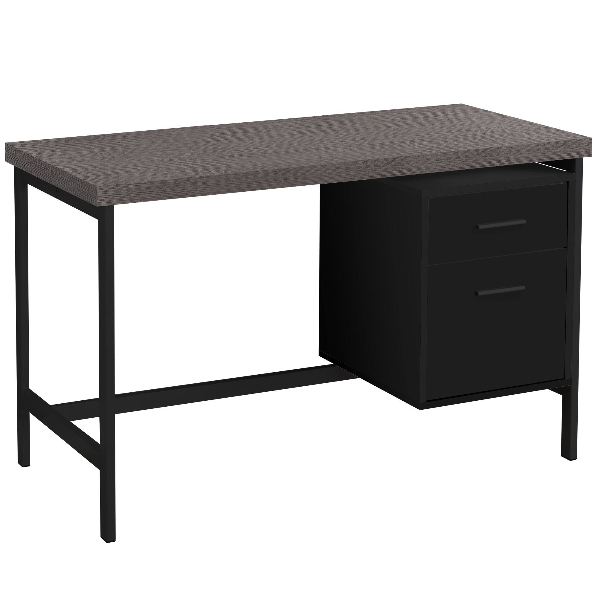 47.25x22 Black and Gray Contemporary Rectangular Computer Desk with Drawers