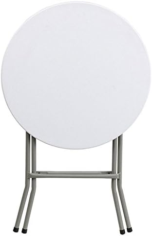 Scranton & Co 24 Inch Round Granite Folding Table in White Pack of 2