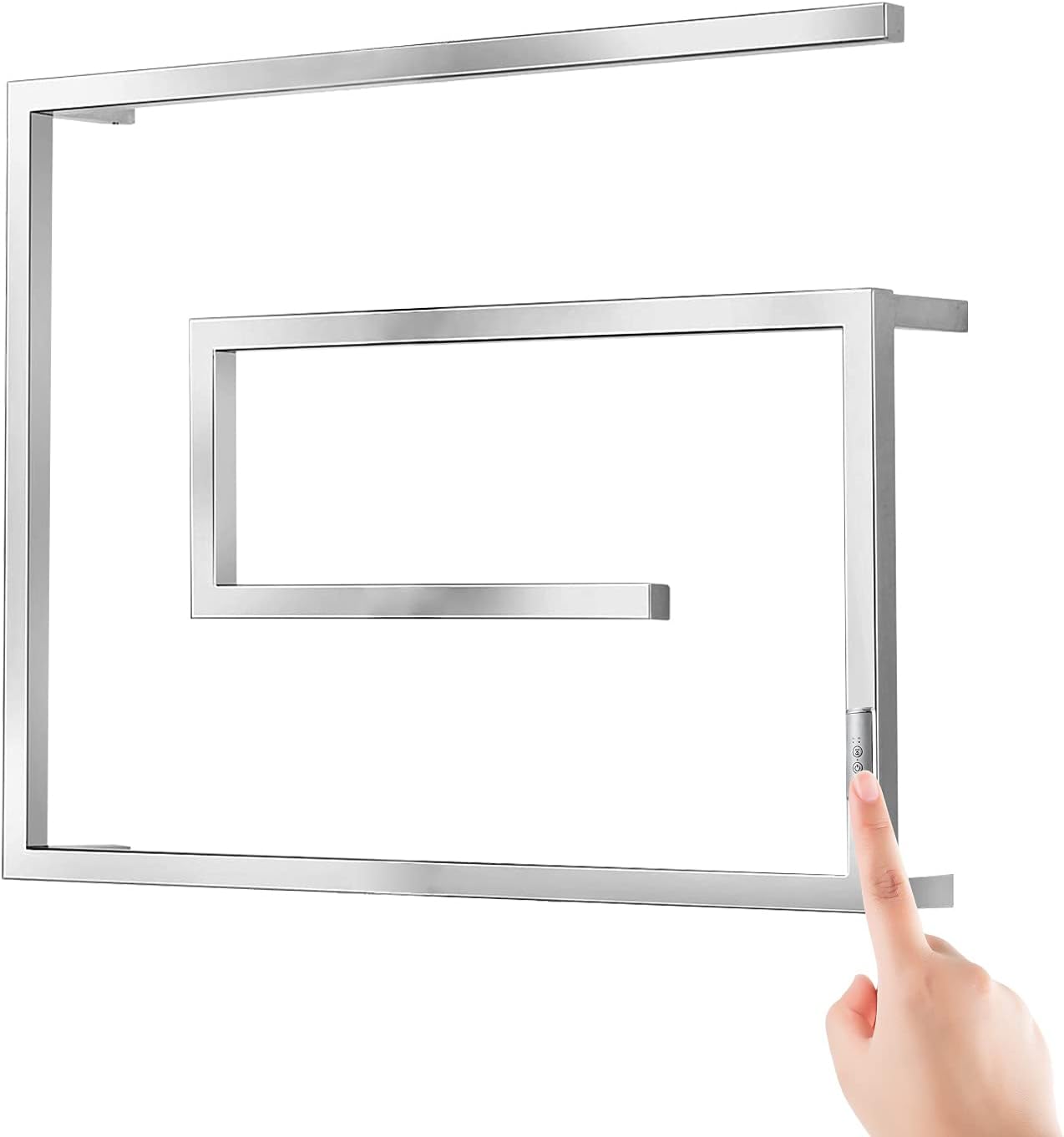 BZXYN Heated Towel Warmer for Bathroom, 4 Bars Wall Mounted Electric Towel Drying Rack with 2H/4H Timer, 304 Stainless Steel Heated Towel Rail Radiator,Silver