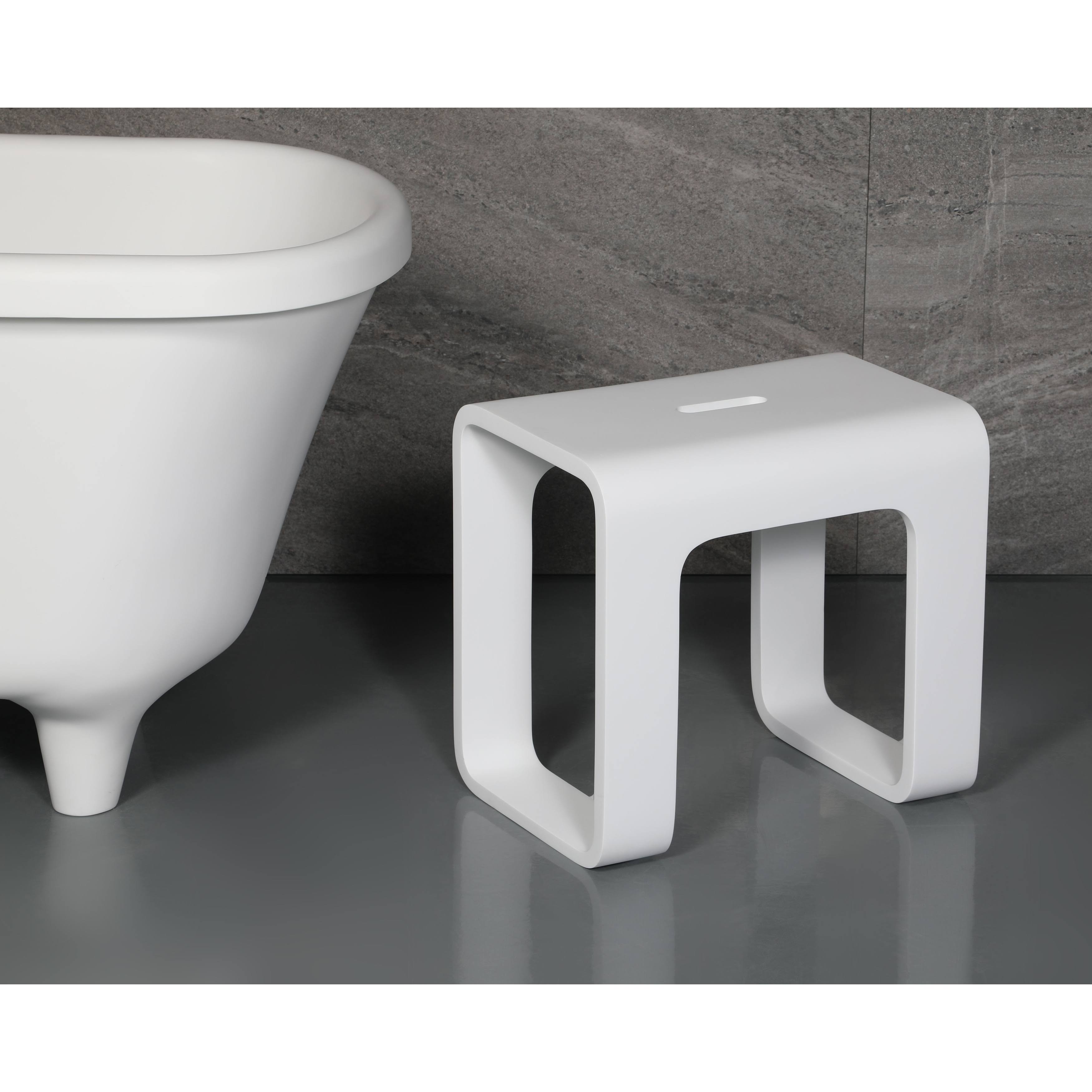 Alfi ABST99 Solid Surface Resin Bathroom u0026 Shower Stool White Matte