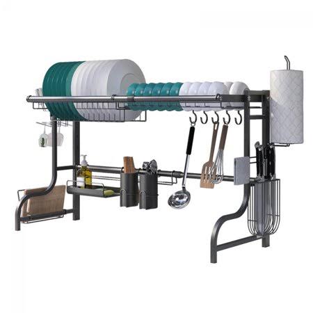 FOOING Over The Sink Dish Drying Rack Adjustable,Expandable Large Dish Rack and Drainboard Set,Stainless Steel Kitchen Sink Orga