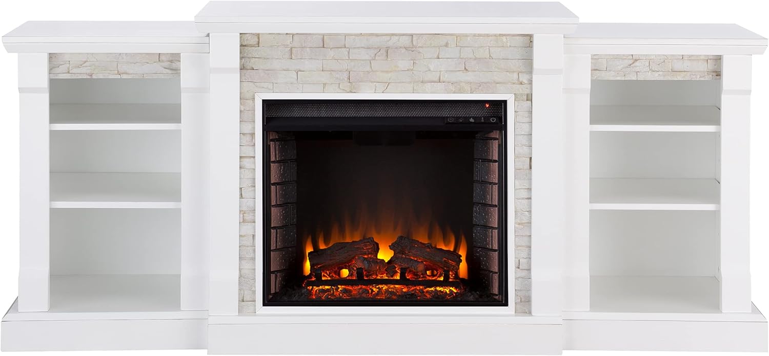 SEI Furniture Gallatin Fireplace, New White