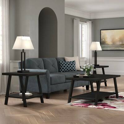 Filipek 3 Piece Coffee Table Set Winston Porter Color: Black