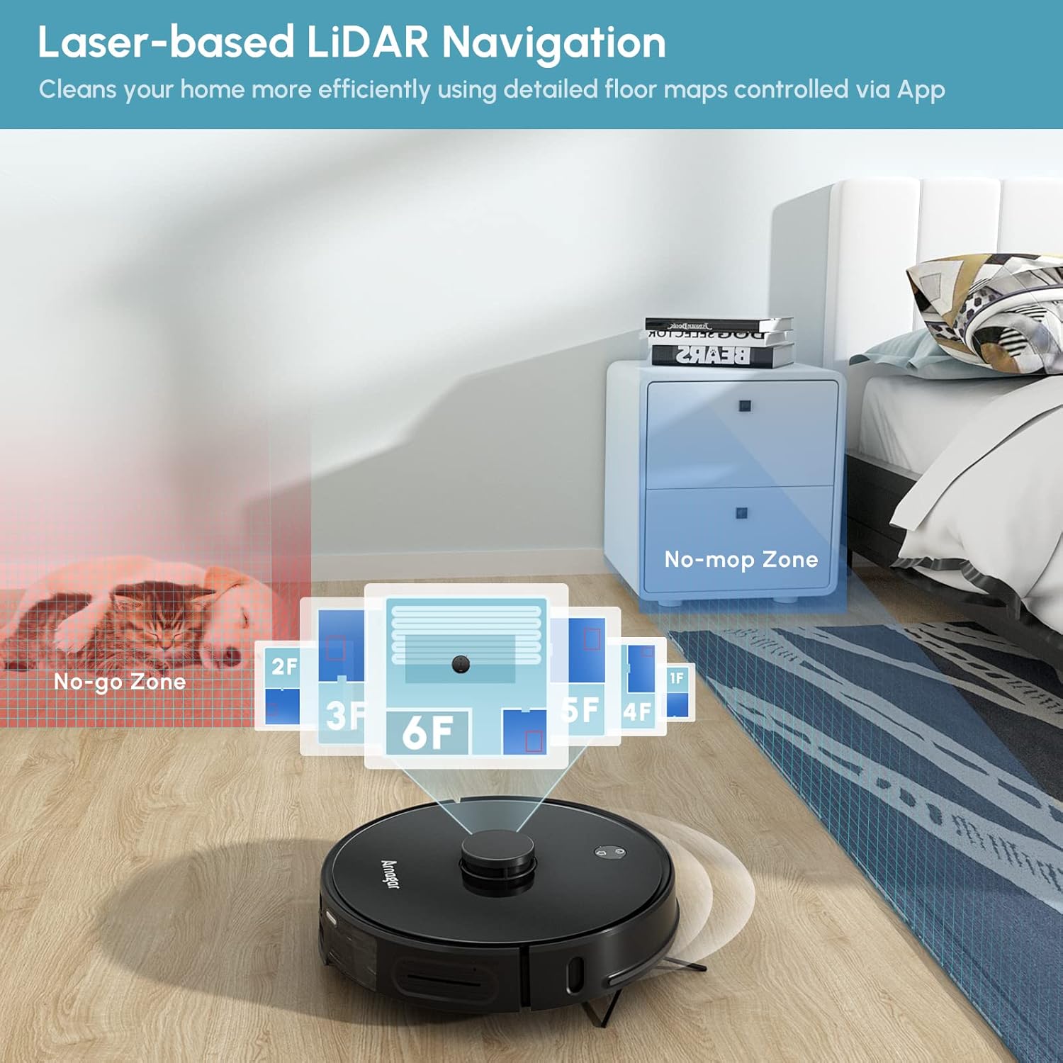 Robot Vacuum Cleaner, Arnagar S8 LiDAR Navigation Robotic Vacuums and Mop Combo with Self-Charging, 3500Pa Suction, 220 Mins Runtime,Ideal for Hard Floor Carpet & Pet Hair,Compatible with Alexa&Wi-Fi
