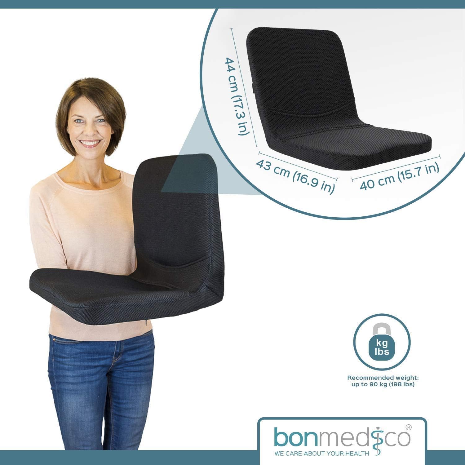 bonmedico Chair Cushions - Portable Memory Foam Seat Cushion w/ Padding for Office, Car, Wheelchair & Meditation - Floor Cushions for Hip or Lower Back Support